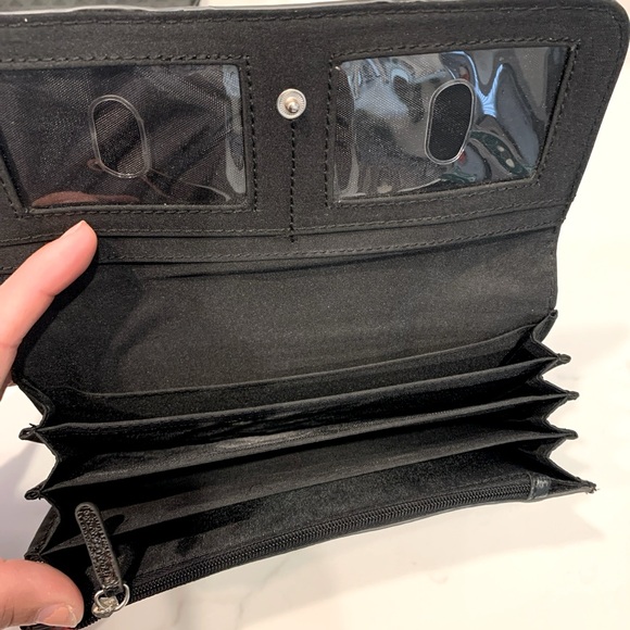 Vintage Liz Claiborne Gray Black Leather Crossbody Shoulder Bag Purse Wallet Set - Picture 16 of 16